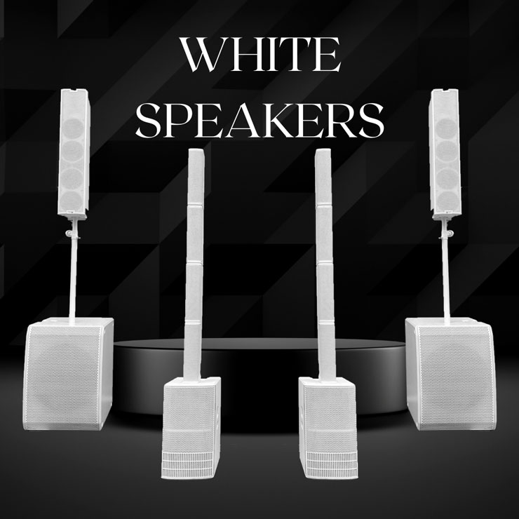 white wedding speakers